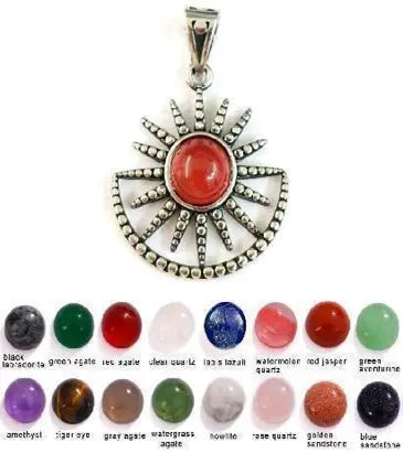 Handmade Natural Stone Gemstone Pendant with Copper & Silver, Stone Size 7*7mm, No. 86 ABC Rugs Kilims